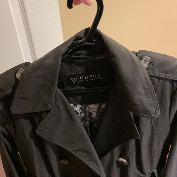 Ladies Guess size Large black trench coat - Picture 10 of 12